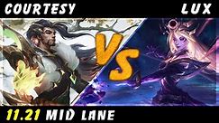 Courtesy - Yasuo vs Lux MID Patch 11.21 - Yasuo Gameplay