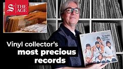 This record collector shows off his most precious vinyl
