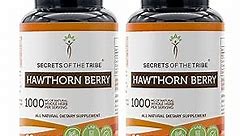 Secrets of the Tribe Hawthorn Berry Capsules 1000 mg Hawthorn (Crataegus spp.) Dried Berry, Cardio Support Supplement (2x60 Capsules)