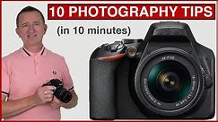 10 PHOTOGRAPHY TIPS in 10 minutes - photography tips for beginners with Photo Genius