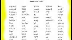 Learn 2nd Grade English Sight Words ~ You Tube ~