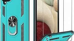 LUMARKE Galaxy A12 Case with Screen Protector,Military Grade Pass 16ft Drop Test Shockproof Heavy Duty Protective Phone Case with Kickstand for Samsung Galaxy A12 6.5" Turquoise