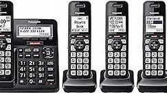 Panasonic Cordless Phone with Advanced Call Block, One-Ring Scam Alert, and 2-Way Recording with Answering Machine, 4 Handsets - KX-TGF944B (Black)