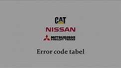 Caterpillar Nissan Mitsubishi forklift error codes table