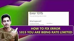 How to Fix Error 1015 you are Being Rate Limited || Fix you are Being Rate Limited issue