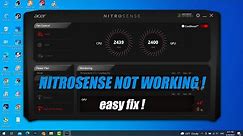 NitroSense Not Working, not Opening, Acer Nitro 5/ Easy fix 2022
