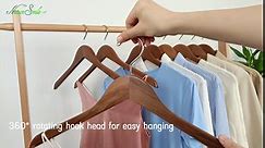 Nature Smile Solid Gugertree Wood Shirt and Dress Hangers with Notches with Anti-Rust Chrome Hook Pack of 10 (Retro)