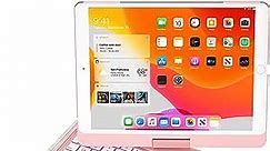 BABG iPad 9th Generation Case with Keyboard, 360° Rotatable Backlit Keyboard with Pencil Holder for 10.2 inch iPad 9th Gen 2021/ 8th Gen 2020/ 7th Gen 2019 and iPad Air 3 / Pro 10.5" - Rose Gold