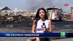Fire destroys everything except for single pallet inside of Stockton warehouse