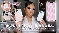iPhone 13 Pro Unboxing and Accessories Haul ♡ Set Up + Camera Testing ~Aesthetic Asmr~