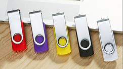 8GB Flash Drives 5 Pack, Alihelan USB Flash Drive USB 2.0 Thumb Drive Swivel Memory Stick U Disk Jump Drive Zip Drive with Led Indicator (5 Mixed Colors: Black Red Purple Yellow White, 8G)