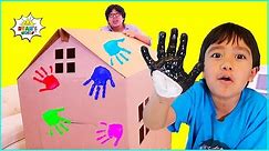 Ryan DIY Box Fort House Painting and Building with Daddy!!!