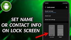 How To Set Name On Lock Screen In Samsung