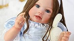 COSYOVE Lifelike Reborn Baby Dolls - Stella 22 Inch Realistic Baby Doll Real Life Cloth Body Baby Dolls with Brown Hair Princess Toddler Dolls with Dress for Kids Age 3+