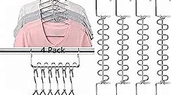 KLEVERISE 4 Pack Metal Space Saving Hangers, Stainless Steel Space Saver Hangers for Clothes, Magic Wonder Cascading Space Saving Closet Clothing Hanger Organizer Dorm Essential Space Saver