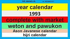 1993 calendar complete with markets - weton and pawukon