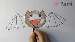 How to draw Cute Bat Halloween theme | Easy Step by Step Guide for Kids