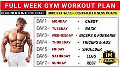 Full Week Gym Workout Plan | Gym Workout Plan | @BuddyFitness