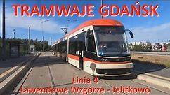 Tramwaje Gdańsk. Linia 4 Lawendowe Wzgórze - Jelitkowo/Ride on tram line 4 in Gdańsk (Poland)CABVIEW