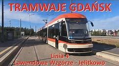 Tramwaje Gdańsk. Linia 4 Lawendowe Wzgórze - Jelitkowo/Ride on tram line 4 in Gdańsk (Poland)CABVIEW