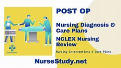 Post Op Nursing Diagnosis and Nursing Care Plan - NurseStudy.Net