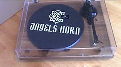 Angels Horn H002BT Bluetooth Turntable Vinyl Record Player Unboxing Setup and Review