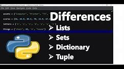 Difference Between List, Tuple, Set and Dictionary in Python