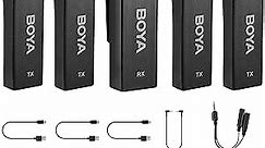 BOYA by-W4 Wireless Lavalier Microphones for Cameras Camcorder DSLR Computer, 7H Battery Life, 98ft Transmission, Wireless Lapel Mic for Video Recording Vlog Live Streaming