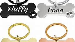 Stainless Steel Pet ID Tags, Personalized Dog Tags and Cat Tags, up to 8 Lines of Custom Text, Engraved on Both Sides, in Bone with paw, with Multiple Colors, and More (Rose Gold, Large)