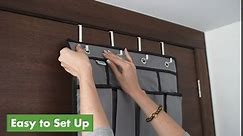 Unjumbly Over the Door Shoe Organizer, 24 Large Pockets, Sturdy 600D Oxford Fabric, Complete with 4 Strong Metal Over Door Hooks - Grey