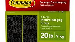 Command 20 lb XL Heavyweight Black Picture Hangers, 4 Pairs