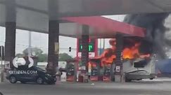 RV catches fire at suburban Chicago gas station