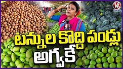 Teenmaar Chandravva Visits Batasingaram Fruit Market | Hyderabad’s Biggest Fruit Market | V6 News