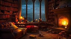 Cozy Reading Nook Ambience | Gentle Rain Sounds and Crackling Fireplace for Relaxation and Study📖