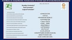 Excel Basics 12: Complete Formula Lesson of Formula Types & Formula Elements 12 Examples