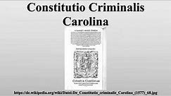 Constitutio Criminalis Carolina