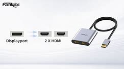 DisplayPort to Dual HDMI Splitter 4K, Add 2 HDMI Monitors to DisplayPort PC/Laptop, for Windows Only