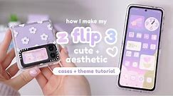 how I make my samsung z flip 3 cute & aesthetic ☁️ | cases & purple android theme 💜💫
