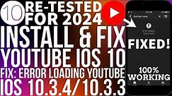 [NEW] Fix YouTube Error Loading Tap to Retry iPad4/iPhone5/5C | Fix YouTube iOS 10.3.4/10.3.3 | 2024