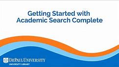 Getting Started with Academic Search Complete