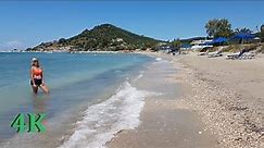 【4K】 Greece Zakynthos Walk - Paralia Alykanas Beach with Sea waves Sounds