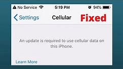 An Update is Required to Use Cellular Data on this iPhone | iOS 15 / 16 || 2023