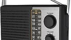 Yewrich AM FM Radio with Best Reception, Portable Battery Operated Transistor Radios, Headphone Jack, AC Powered, Suit for Senior and Home, Black