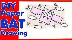 Easy Paper Drawing Bat Tutorial | How To Draw Cartoon Bat Step by Step | Tun Tun Kids