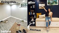 making over my reading nook! (again) | DIY BUILT-IN BENCH + BOOKSHELF *IKEA HACK*