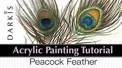 Acrylic Painting Tutorial | Peacock Feather | Beginners