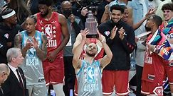 Stephen Curry receives Kobe Bryant Trophy as Kia NBA All-Star Game MVP