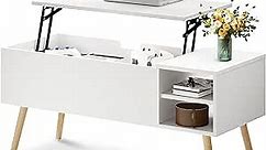 Coffee Table with Lift Top and Storage - White Lift Top Coffee Tables for Living Room, Small Spaces - Lift up Coffee Table Wood
