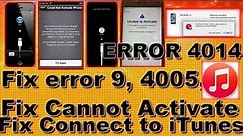 🔔how to fix apple iphone/ipad issues error 9, 4005, 4013, 4014,Cannot Activate iphone,itunes logo