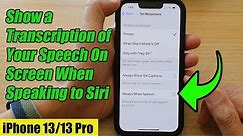iPhone 13/13 Pro: How to Show a Transcription of Your Speech On Screen When Speaking to Siri